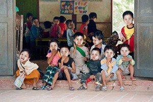 Barmské děti ve školce v Mandalay